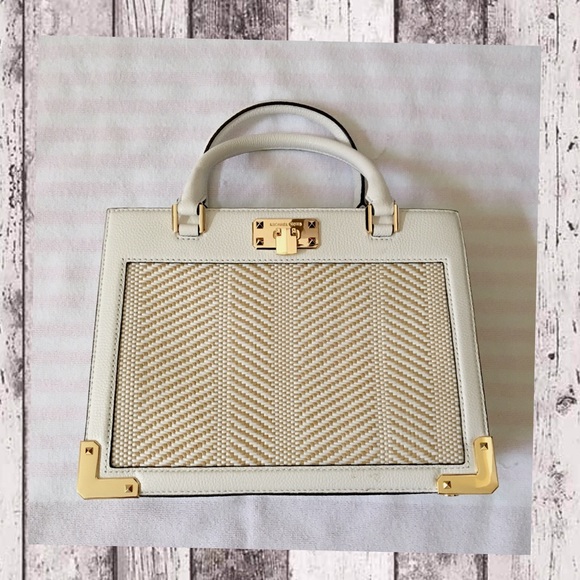 MICHAEL Michael Kors Handbags - MK “Whitney” Studded Raffia Handled Tote 🆕